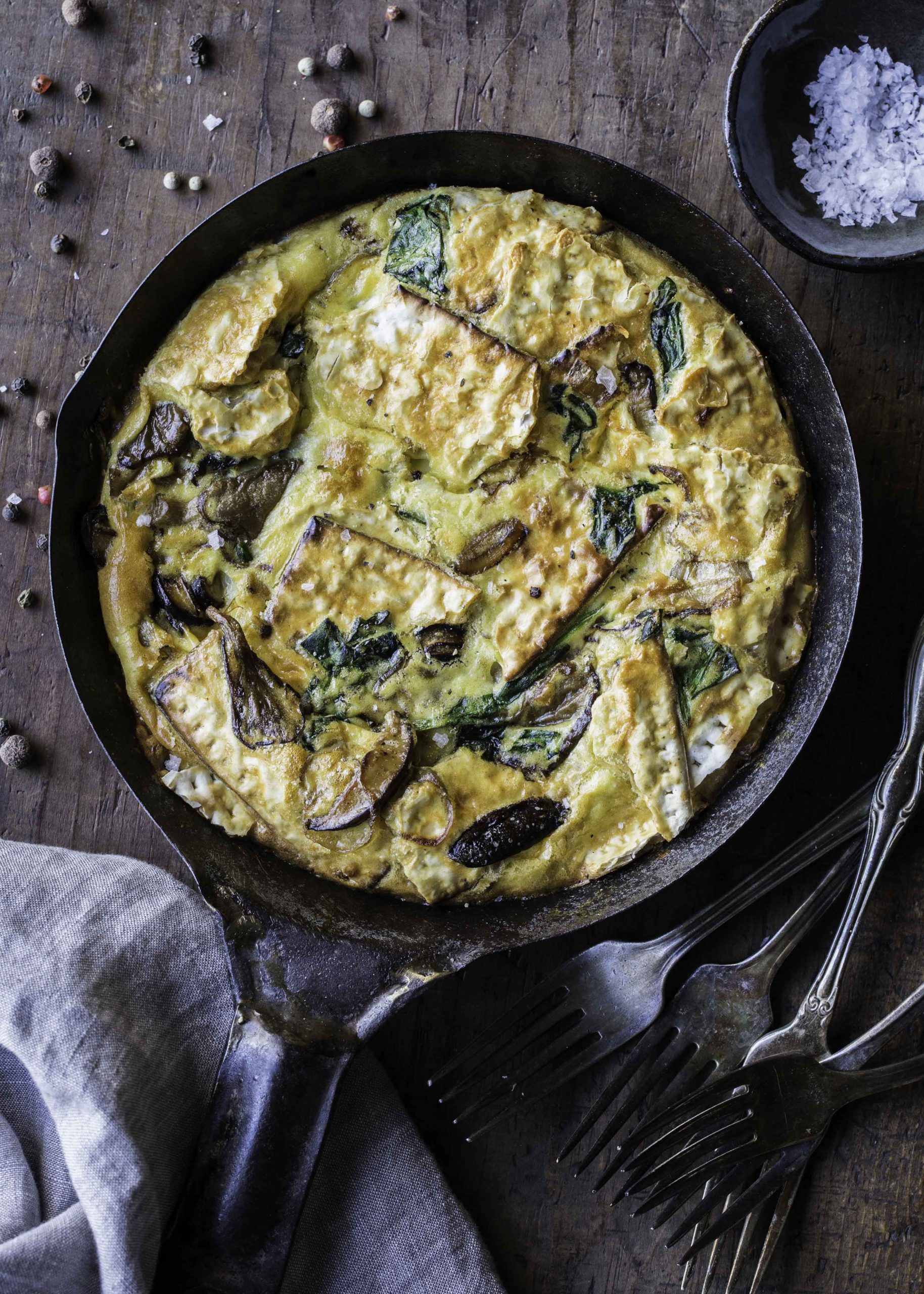 Native American wild mushroom frittata